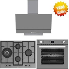 Ferre ve Afm Tech Markalı /grilon Antrasit Ankastre Set ( ED078 -Wfa 1'wok + FM3407 + FM7710 )