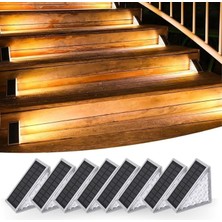 CetKing 8 Adet Üçgen Güneş Enerjisi ile Şarj Olan Dış Mekan Solar Basamak Köşe Lambası