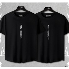Unisex Dikey Baskılı Oval Kesim 2’li Set Kombin