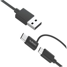 CetKing 2'si 1 Arada Type-C Micro USB Şarj ve Data Kablosu 1.2 Metre