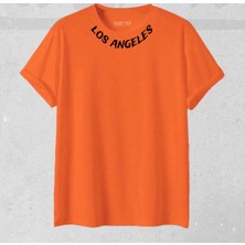 Yeni Sezon Unisex Los Angeles Yaka Baskılı T-Shirt