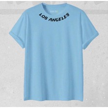 Yeni Sezon Unisex Los Angeles Yaka Baskılı T-Shirt