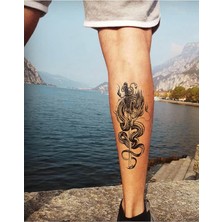 CetKing Samurai, Ejderha ve Katana Dövmesi, Geçici Dövme, Unisex Tattoo, Vücut Dövmesi