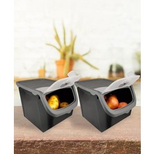 CetKing Coral 2'li Soğan Patates Saklama Kabı 12 Litre - Gri