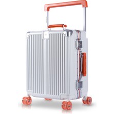 Zeplin Boxy Pc Policarbon Kabin Boy Valiz Beyaz-Turuncu