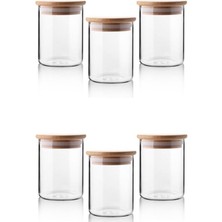CetKing 6'lı Bambu Kapaklı Cam Baharatlık Seti 200ML, Borosilikat Bambu Kapaklı Cam Baharat Takımı