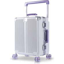 Zeplin Boxy Pc Policarbon Kabin Boy Valiz Beyaz-Mor