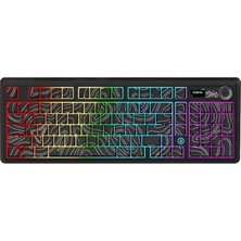 CetKing AK980 Kablosuz Hot-Swap Tft Ekranlı Mekanik Oyun Klavyesi 8.000 Mah Batarya Siyah - Maillard Switch