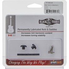 CetKing Tech Guıtar Labs Graphtech PT-5001-00 Black Tusq Xl Slotted Nut & Retainer Pack Elektro Köprü ve String Tree Seti
