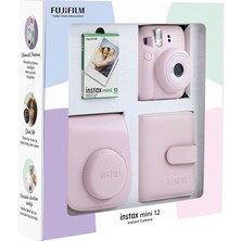 CetKing Mini 12 Fotoğraf Makinesi 10'lu Film Kare Albüm ve Deri Kılıf Bundle Box (Pembe)