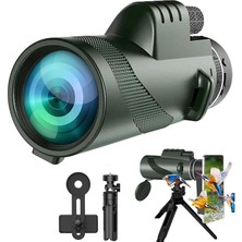 CetKing Teleskop - 80X100 Full Hd Yüksek Çözünürlük, 10 Km Görüş Mesafesi, 52 mm Objektif Lens, Gece Görüş Destekli, Tripod ve Taşıma Çantalı, Telefon Tutuculu Profesyonel Monoküler Dürbün