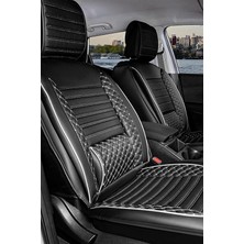 CetKing C-Hr ile Uyumlu Lüx Deri Oto Koltuk Kılıfı Ön Arka Takım Set Plus Siyah Beyaz