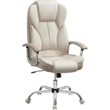 CetKing Ofis Sandalyesi, Çalışma Masası Sandalyesi, Kolçaklı Oyun Sandalyesi, Bilgisayar Sandalyesi, Müdür Koltuğu, Yüksekliği Ayarlanabilir, Ev Ofisi, Çalışma Odası, Krem Beyazı, Kamel Kahverengisi