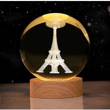 CetKing Cam Küre Işıklı Göz Yormayan Paris Eyfel Kulesi Motifli Masaüstü Aydınlatma Gece Lambası Dekoratif Çocuk Odası Salon Yatak Odası Lamba 6cm x 6cm (Eyfel Kulesi)