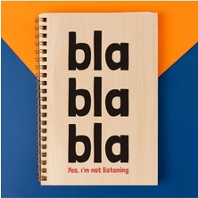 CetKing Yes I 'am Not Listening Tasarımlı 8 cm x 12 cm Ölçülerinde Çizgisiz 48 Yaprak Ahşap Kapaklı Defter