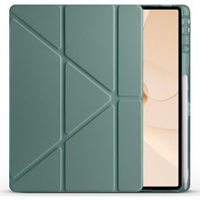 CetKing Huawei ile Uyumlu Matepad 12X Kılıf Zore Tri Folding Kalem Bölmeli Standlı Kılıf Koyu Yeşil