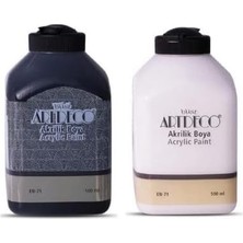 CetKing 500ML Siyah + 500ML Beyaz Akrilik Boya Set