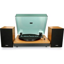 CetKing LS-300 - Bluetooth ile Hi-Fi Pikap - Harici Hoparlörlü 2 x 10 W Rms - Kayış Tahrikli - Otomatik Durdurma - Mdf Gövde - Ahşap