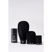 CetKing Siyah 3'lü Kese Seti, Peeling Eldiveni, Yüz KESESI%100 Floş Ipek Normal,orta,hassas Ciltler