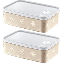 CetKing 2'li Set No Frost Saklama Kabı Latte 1600 ml