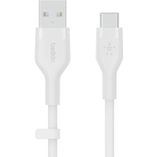 CetKing Boostcharge Flex Silicone Usb-C - Usb-A Kablosu (2 M), iPad Pro, Galaxy S21, Ultra, Plus, Note 20, Pixel ve Diğer Aygıtlar Için Usb-If Onaylı Usb-C Şarj Kablosu - Beyaz
