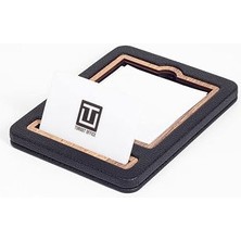 CetKing Office Deri Notluk Siyah Ahşap Detaylı Notluk ve Kartvizitlik