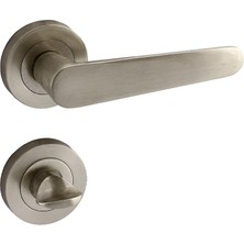 CetKing Kayı Saten Wc Banyo Uyumlu Kapı Kolu Daire Rozetli Kapı Kulpu Sağa Sola Uygun Kapı Kolları