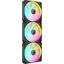 CetKing Icue Lınk LX120 Rgb 120MM Pwm Fanlar Üçlü Paket - Çift Işık Döngüsü - Icue Lınk Sistem Hub'ı Içerir - Corsaır Airguide Teknolojisi - Siyah