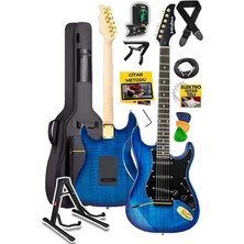 CetKing GLC-40BL Profesyonel Elektro Gitar Mavi (Stand Gigbag Askı Capo Tuner Pena Kablo Yedek Tel)