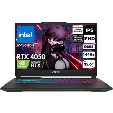 Lenovo Msı Cyborg 15 I7-13620H 32-Gbddr5 2 Tbssd RTX4050 (6gb-Gddr6) 15.6" Fhd 144Hz Windows 11 Home Gaming Notebook A13VE-1479XTRZG35