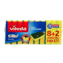 CetKing 161919 Düz Hijyenik Bulaşık Süngeri, 8+2'li Promosyon Paket, Yeşil