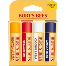 CetKing Bees -"burts Bees Best Of Burts Nemlendirici Dudak Balsamı Unisex 4 x 0.15 Oz Dudak Balsamı, Çilek, Hindistancevizi ve Armut, Vanilya Fasulyesi"