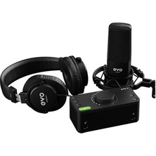 CetKing Evo Start Recording Bundle (Evo 4 Ses Kartı, Sr1 Geniş Diyaframlı Kondenser Mikrofon, SR2000 Kapalı Stüdyo Kulaklıkları, Mikrofon Shock Mountu ve Xlr Bağlantı Kablosu), Siyah