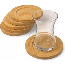 CetKing Bambu Yuvarlak Çay Tabağı Bardak Altlığı 6 'lı Set, Dekoratif Bambu Altlık