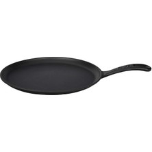 CetKing Döküm Krep / Pizza / Pancake Tavası, Yuvarlak Metal Saplı 26CM Siyah