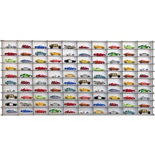 CetKing 1/64 Hobi Araba Rafı Yatay 100 Araçlık (Beyaz, Mdf)