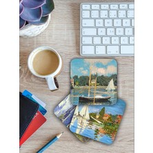 CetKing Claude Monet Temalı Ahşap Bardak Altlığı Ahşap Baskılı Altlık 6'lı Set (9 X9CM) KARBONNM20