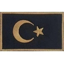 CetKing Nakış Turkey Türkiye Türk Bayrakları Nakış Işleme Arma Patch Peç 5x8 cm Siyah Gold