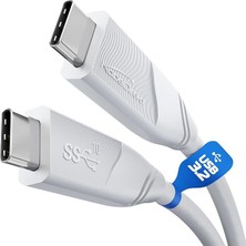 CetKing – Usb-C Kablosu, USB 3.2 Gen 2 – 2m (Veri Kablosu/şarj Kablosu, Güç Dağıtımı ile 10 Gbit/s ve 100 W'a Kadar Şarj Akımı/pd 3, Entegre Çip, Beyaz)