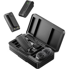 CetKing A100 Iki Kişilik Kablosuz Yaka Mikrofon Seti (Type-C ve 3.5mm Trs)