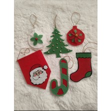 Empressco Keçeden Dayıklı Yılbaşı Dekor Seti, Ağac ve Soba Için, Kırmızı Renkli