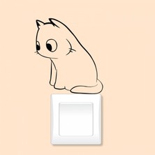 Artikel Şaşkın Kedi Priz Sticker 21X29 Cm, Elektrik Düğmesi Sticker