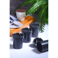 CetKing 4 Adet Koku Yapmaz Çakmaklık Hazneli Siyah Plastik Küllük Oto Kül Tablası Kül Tabağı