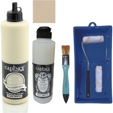 CetKing Mobilya Boyası-Cadence Multisurface H-006 Dantel 500ML Ultimate Vernik Mat 250ML Saten Rulo Set Dantel Tek Ebat