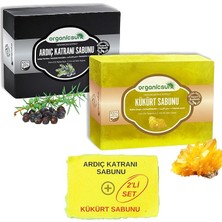 CetKing 2'li Set Doğal Ardıç Katranı Sabunu ve Kükürt Sabunu Kaşıntı Karşıtı Sabun Seti