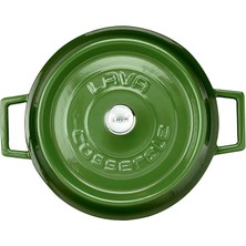 CetKing Trendy Çok Amaçlı Döküm Demir Sığ Tencere Çap 24 cm Yeşil