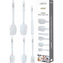 CetKing Drongo 6'lı Spatula Set Beyaz Renkli Noktalı
