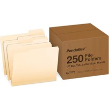 CetKing Dosya Klasörü, Mektup Boyutu, 1/3 Kesim, Manila, Kutu Başına 250 Adet (752250)