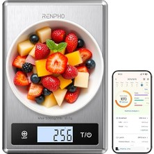CetKing Akıllı Gıda Mutfak Terazisi, Beslenme Hesaplayıcılı Gıda Ağırlık Ölçeği, Dijital Gıda Ölçeği Gram ve Kilo Kaybı, Kalori, Makro ve Pişirme Için Ons, Paslanmaz Çelik