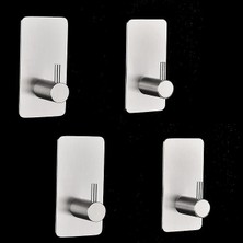 CetKing Paslanmaz Çelik 4 Adet Bornoz Askısı Kendinden Yapışkanlı Havluluk -Inox- Anında Montaj